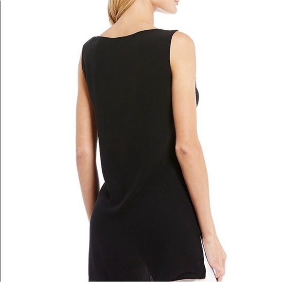 Eileen Fisher Black Silk Georgette Crepe Tunic Tank Top Size S / US 6-8 in Black - Picture 5 of 9